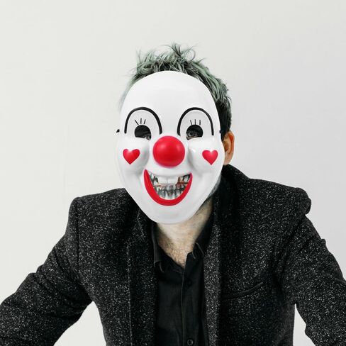 Amosfun 2pcs Clown Mask Prop for Halloween Cosplay Full Face Costume Accessory Hair for Parties and Festivals Fun for All Ages in Saudi Arabia