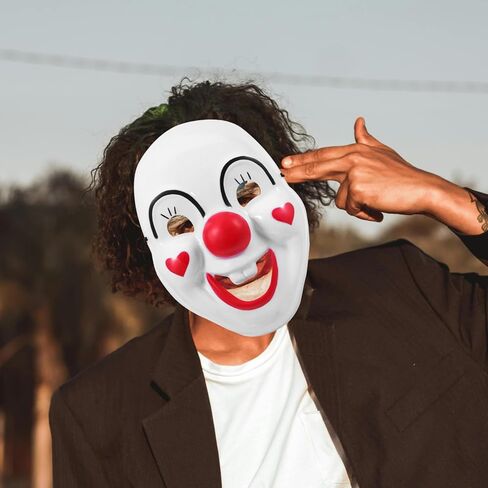 Amosfun 2pcs Clown Mask Prop for Halloween Cosplay Full Face Costume Accessory Hair for Parties and Festivals Fun for All Ages in Saudi Arabia