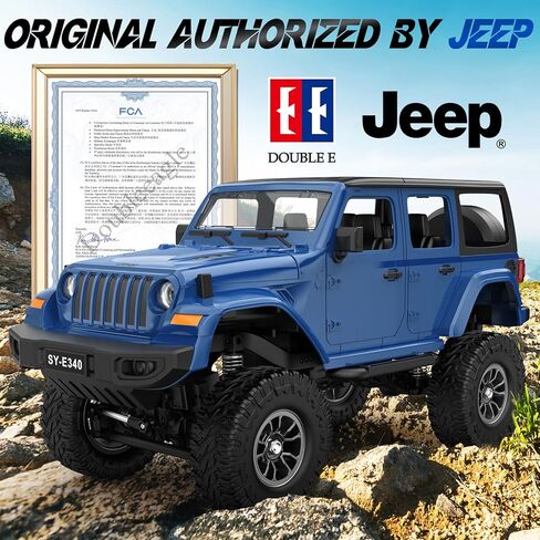 Double E 1:14 RC Jeep Wrangler Car Car Remote Conmote Care للأولاد ، شاحنات RC على الطرق الوعرة 4WD مع المصباح الأمامي LED - لعبة Jeep Toy الكاملة ، 2.4 جيجا هرتز RC سيارات Jeep ، هدايا للبالغين/الأولاد 6+ in Kuwait