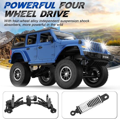 Double E 1:14 RC Jeep Wrangler Car Car Remote Conmote Care للأولاد ، شاحنات RC على الطرق الوعرة 4WD مع المصباح الأمامي LED - لعبة Jeep Toy الكاملة ، 2.4 جيجا هرتز RC سيارات Jeep ، هدايا للبالغين/الأولاد 6+ in Kuwait