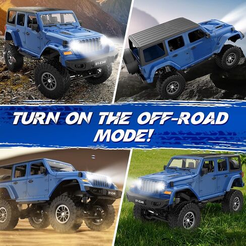 Double E 1:14 RC Jeep Wrangler Car Car Remote Conmote Care للأولاد ، شاحنات RC على الطرق الوعرة 4WD مع المصباح الأمامي LED - لعبة Jeep Toy الكاملة ، 2.4 جيجا هرتز RC سيارات Jeep ، هدايا للبالغين/الأولاد 6+ in Kuwait