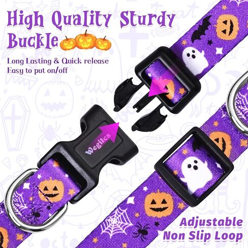 طوق الكلب الهالوين ، الياقات الكلاب اليقطين الأرجواني ، طوق جرو الخريف القابل للتعديل مع قلادة لطيفة ، طوق هالوين للحيوانات الأليفة الشاقة للكلاب الصغيرة المتوسطة المتوسطة المتوسطة المتوسطة in Kuwait