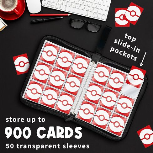 Trading Card Binder, 900 Double Sided Pocket, 9 Pocket Card Collection Binder, Binder for Cards, Collector Card Binder, Collectible Trading Card Albums, Cases and Sleeves in Saudi Arabia