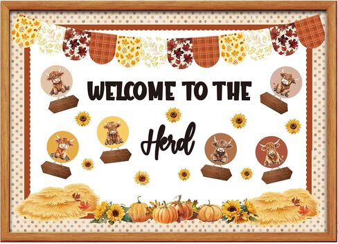 TaoBary 107 Pcs Fall Highland Cow Bulletin Board Decoration Kit Welcome to The Held Classroom Paper Bulletin Board Cutout with 200 Glue Points for Fall School Harvest Office Home Decor in Saudi Arabia