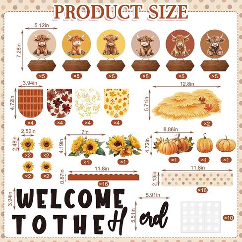 TaoBary 107 Pcs Fall Highland Cow Bulletin Board Decoration Kit Welcome to The Held Classroom Paper Bulletin Board Cutout with 200 Glue Points for Fall School Harvest Office Home Decor in Saudi Arabia