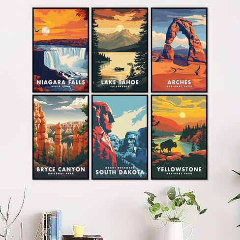 6 حزم الطلاء من أرقام أرقام للبالغين ، الطلاء الوطني Easy Park للبالغين من قبل مجموعات الأرقام على القماش ، مجموعة الطلاء الزيتية المناظر الطبيعية للمبتدئين مجموعات الطلاء من أجل ديكور الجدار المنزلي 8x12 بوصة in Kuwait