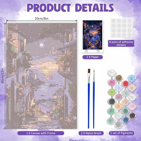 DOMROM Framed Paint by Numbers Kit for Adults Beginners with Wooden Easel, Landscape Lake Paint by Number Kit on Canvas, DIY Oil Painting Kits for Home Wall Decor Gift 20x30cm in Saudi Arabia