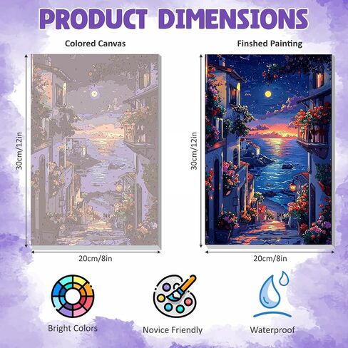 DOMROM Framed Paint by Numbers Kit for Adults Beginners with Wooden Easel, Landscape Lake Paint by Number Kit on Canvas, DIY Oil Painting Kits for Home Wall Decor Gift 20x30cm in Saudi Arabia