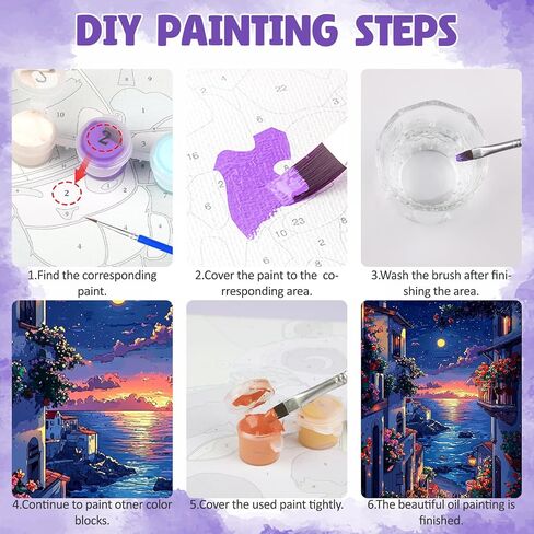 DOMROM Framed Paint by Numbers Kit for Adults Beginners with Wooden Easel, Landscape Lake Paint by Number Kit on Canvas, DIY Oil Painting Kits for Home Wall Decor Gift 20x30cm in Saudi Arabia