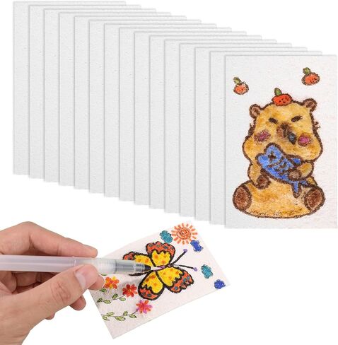 15 Sheet Magic Foam Texture Paper, 4.33x2.75in White Cellulose Cards Puffy Texture Paper Arts and Crafts Supplies for 3D Painting & Card Making in Saudi Arabia