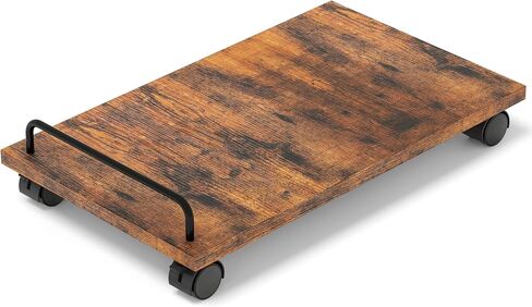 Mobile CPU Stand, 14.2''D x 9.4''W Computer Tower Stand, PC Stand for Floor with 4 Rolling Caster Wheels, Under Desk CPU Holder, Industrial Computer Cart for Carpet, for Office, Rustic Brown in Kuwait