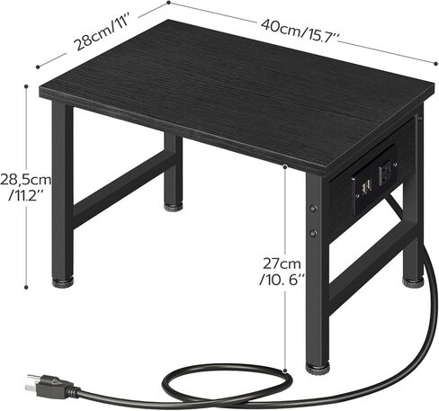 HOOBRO Printer Stand for Desk, Desktop Printer Stand with Charging Station, Small Printer Table with Storage Hook, Under Desk Printer Cart, File Rack for Home Office, Black BB01UPS01 in Saudi Arabia