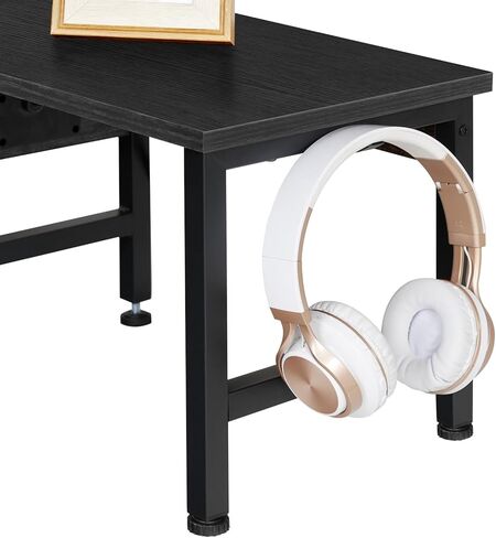HOOBRO Printer Stand for Desk, Desktop Printer Stand with Charging Station, Small Printer Table with Storage Hook, Under Desk Printer Cart, File Rack for Home Office, Black BB01UPS01 in Saudi Arabia