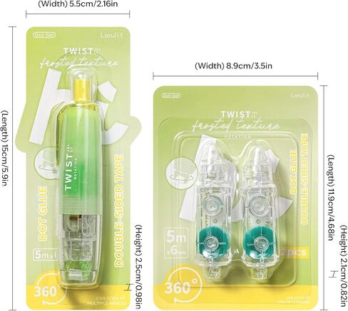 أسطوانة الشريط على الوجهين ، 0.24in × 16.4 قدم ، 360 درجة ، رأس دوار ، جوهر قابل لإعادة التعبئة ، موزع شريط قابل للسحب لخلاصات الحرف (الأزرق （1 الجسم الرئيسي+ 4 عبوات بديلة）) in Kuwait