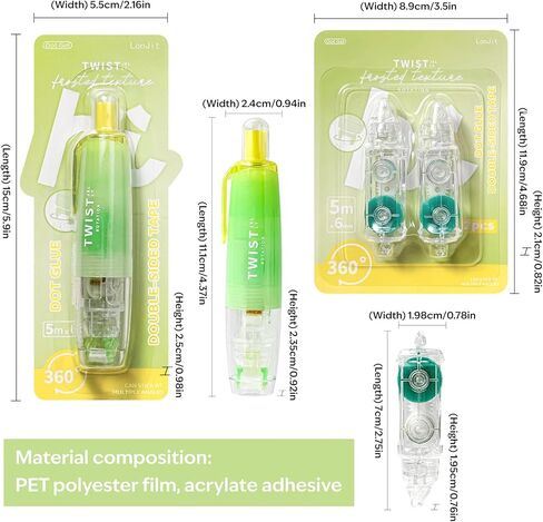 أسطوانة الشريط على الوجهين ، 0.24in × 16.4 قدم ، 360 درجة ، رأس دوار ، جوهر قابل لإعادة التعبئة ، موزع شريط قابل للسحب لخلاصات الحرف (الأزرق （1 الجسم الرئيسي+ 4 عبوات بديلة）) in Kuwait