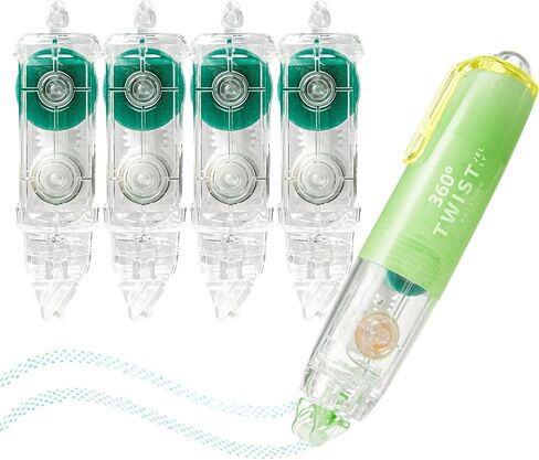 أسطوانة الشريط على الوجهين ، 0.24in × 16.4 قدم ، 360 درجة ، رأس دوار ، جوهر قابل لإعادة التعبئة ، موزع شريط قابل للسحب لخلاصات الحرف (الأزرق （1 الجسم الرئيسي+ 4 عبوات بديلة）) in Kuwait