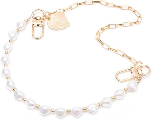 قطعتان من حزام معصم حبل الهاتف مع اللؤلؤ والمعدن، سلسلة مزدوجة من خرز الهاتف الخليوي للنساء والمراهقين، سحر بدون استخدام اليدين لكاميرا قلب المحفظة in Kuwait