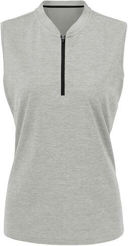 Gopune Women's Sleeveless Golf Shirts Quick Dry Zipper Collarless Activewear Tennis Polo T-Shirts in Kuwait