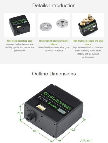 Waveshare SC15 17kg Large Torque Programmable Serial Bus Servo 17kg.cm Large Torque in Saudi Arabia