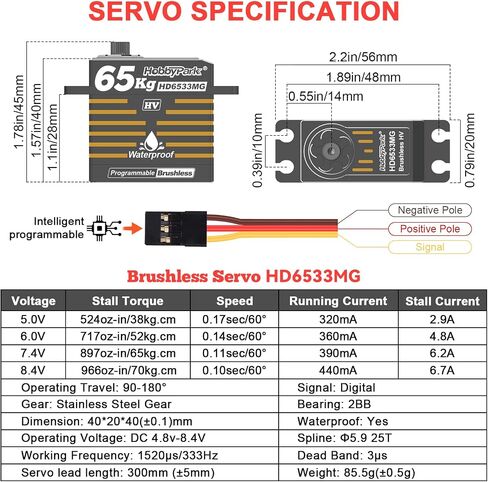 Hobbypark مقاوم للماء 897oz-in 65kg عزم الدوران عزم الصمامات محرك 8.4V HV Servo Gear RC servo قابلة للبرمجة 2BB ل 1/8 1/10 1/12 RC CRAWLER in Saudi Arabia