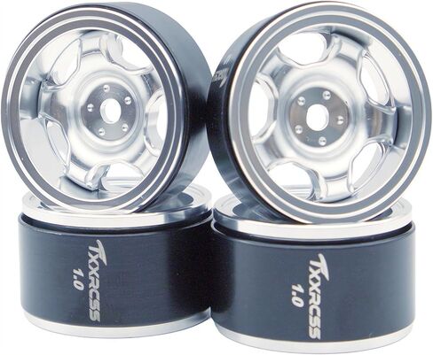 RC 1.0 Beadlock Wheels Offsets -2 Aluminum Rims For AX24 1/18 1/24 Scale SCX24 Deadbolt RC Crawler Car Wheels Upgrades 4Pc (Blue Black) in Kuwait