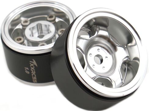 RC 1.0 Beadlock Wheels Offsets -2 Aluminum Rims For AX24 1/18 1/24 Scale SCX24 Deadbolt RC Crawler Car Wheels Upgrades 4Pc (Blue Black) in Kuwait