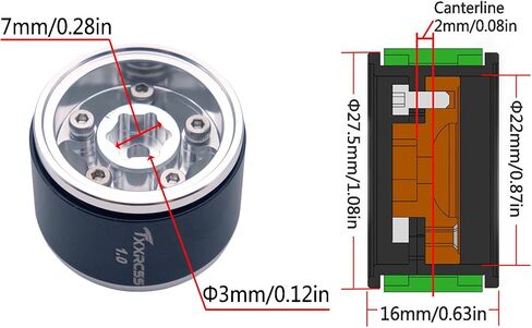RC 1.0 Beadlock Wheels Offsets -2 Aluminum Rims For AX24 1/18 1/24 Scale SCX24 Deadbolt RC Crawler Car Wheels Upgrades 4Pc (Blue Black) in Kuwait