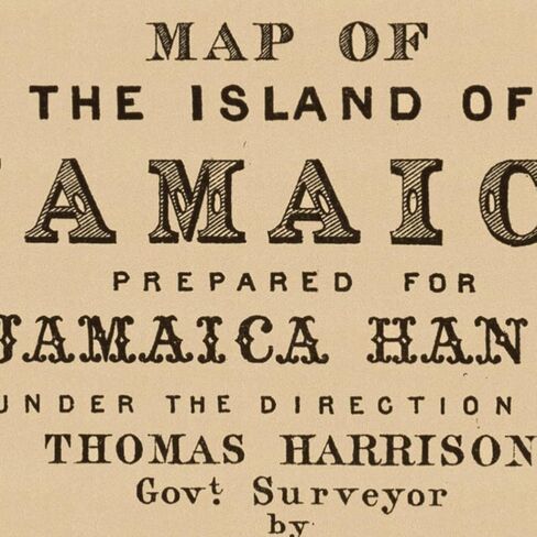 Mapa de la Isla de Jamaica "خريطة جامايكا" حوالي 1893 | ملصق طباعة الفن عتيقة ديكور جدار | 24 × 48 بوصة (610 × 1219 مم) in Saudi Arabia