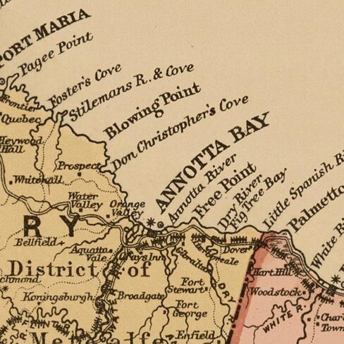 Mapa de la Isla de Jamaica "خريطة جامايكا" حوالي 1893 | ملصق طباعة الفن عتيقة ديكور جدار | 24 × 48 بوصة (610 × 1219 مم) in Saudi Arabia