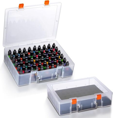 Patelai 2 Pack Alcohol Ink Storage Case and Paint Carry Case Fits 120 Bottles 0.35 oz Miniature Paint Organizer with Foam Bases for Alcohol Ink Glitter Glue in Saudi Arabia