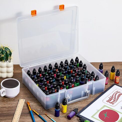 Patelai 2 Pack Alcohol Ink Storage Case and Paint Carry Case Fits 120 Bottles 0.35 oz Miniature Paint Organizer with Foam Bases for Alcohol Ink Glitter Glue in Saudi Arabia