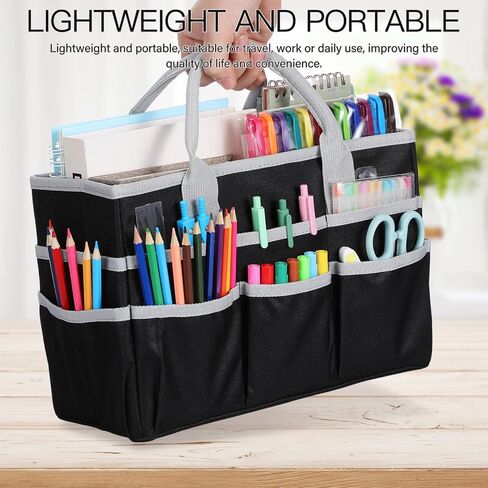 Operitacx Craft Tote Bag for Supplies with Handle, Waterproof Oxford Fabric Craft Bag with 8 Pockets for Artists, Travelers, Books, Stationery, Cosmetics, Sewing Supplies in Saudi Arabia