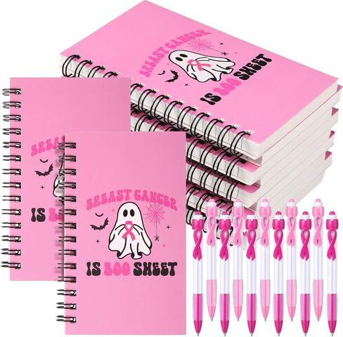Epakh 24 PCS Halloween Breast Cancer Awarensions Notebooks with Pens Breast Cancer Corepads Pink Ribbon Point Retractable Pens for Women Furns Forme Events Unsiversations Fundraisers Charity in Saudi Arabia