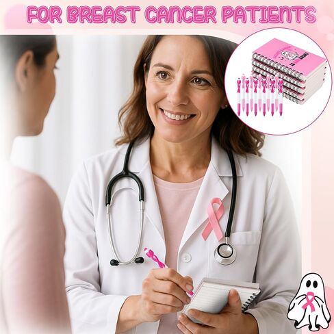 Epakh 24 PCS Halloween Breast Cancer Awarensions Notebooks with Pens Breast Cancer Corepads Pink Ribbon Point Retractable Pens for Women Furns Forme Events Unsiversations Fundraisers Charity in Saudi Arabia