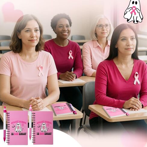 Epakh 24 PCS Halloween Breast Cancer Awarensions Notebooks with Pens Breast Cancer Corepads Pink Ribbon Point Retractable Pens for Women Furns Forme Events Unsiversations Fundraisers Charity in Saudi Arabia