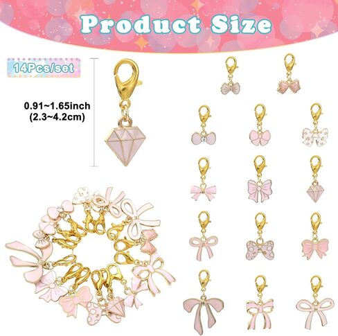 BEEFLYING 14 Pcs Pink Bowknot Stitch Markers for Knitting and Crocheting, Locking Enamel Bow Crochet Charms for Knitting Crafts, Mixed Colors in Saudi Arabia