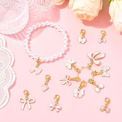 BEEFLYING 14 Pcs Pink Bowknot Stitch Markers for Knitting and Crocheting, Locking Enamel Bow Crochet Charms for Knitting Crafts, Mixed Colors in Saudi Arabia