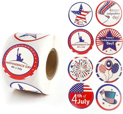 500 حزمة 1.5 بوصة 4th من يوليو لفة - ملصقات زخرفية وطنية لحفلة يوم الاستقلال ، والهدايا ، والحرف (ج) in Kuwait