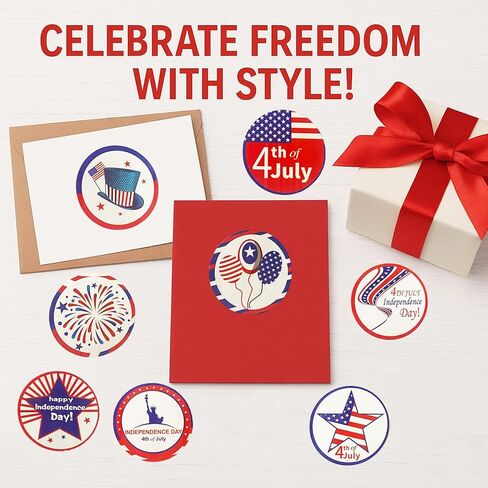 500 حزمة 1.5 بوصة 4th من يوليو لفة - ملصقات زخرفية وطنية لحفلة يوم الاستقلال ، والهدايا ، والحرف (ج) in Kuwait