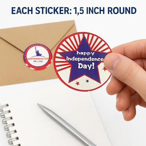 500 حزمة 1.5 بوصة 4th من يوليو لفة - ملصقات زخرفية وطنية لحفلة يوم الاستقلال ، والهدايا ، والحرف (ج) in Kuwait