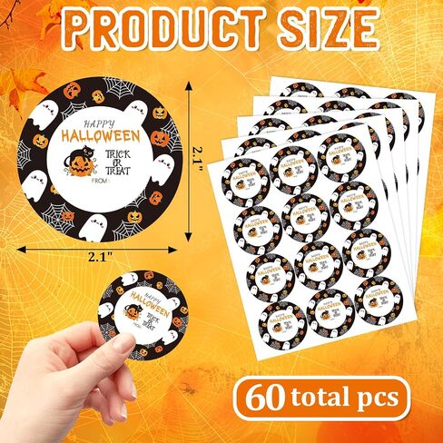 60pcs ملصقات هالوين سعيدة ، 2 بوصة عيد الهالوين ملصقات علامة هدية لأكياس Goodie ، حقائب الهدايا ، أختام المغلف ، زخرفة الحفلات (الأرجواني) in Kuwait
