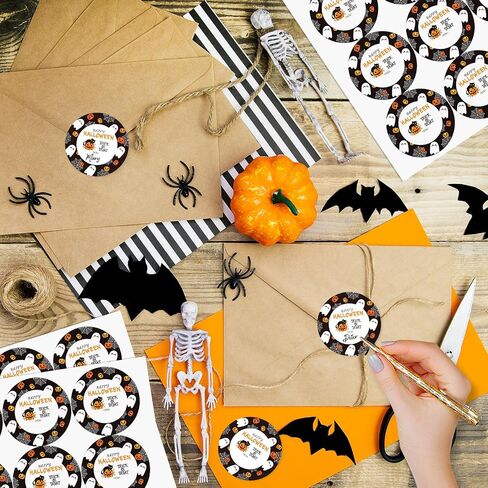 60pcs ملصقات هالوين سعيدة ، 2 بوصة عيد الهالوين ملصقات علامة هدية لأكياس Goodie ، حقائب الهدايا ، أختام المغلف ، زخرفة الحفلات (الأرجواني) in Kuwait