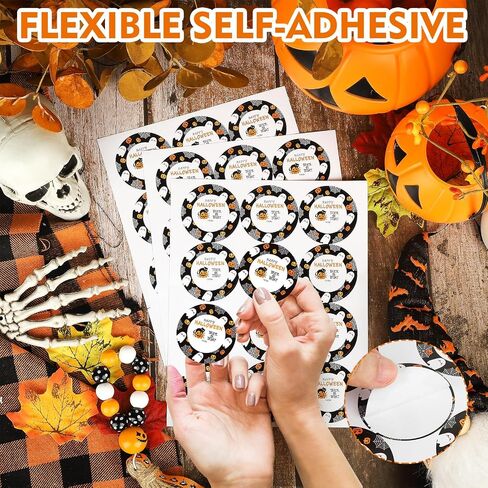 60pcs ملصقات هالوين سعيدة ، 2 بوصة عيد الهالوين ملصقات علامة هدية لأكياس Goodie ، حقائب الهدايا ، أختام المغلف ، زخرفة الحفلات (الأرجواني) in Kuwait