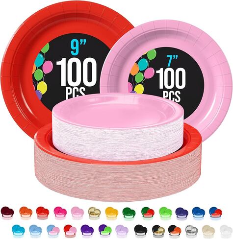 Exquisite Ivory Paper Plates Disposable Heavy Duty 200 Pcs - 100-7" & 100-9" Ivory Disposable Plates For Party Heavy Duty 350 GSM For Birthday Supplies in Kuwait