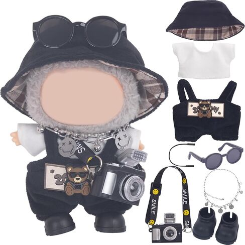 Used for Labubu Doll Outfit Clothes Designer Set,Compatible with Labubu Clothe Accessories for Doll (Brown - Leopard Print Dress) in Saudi Arabia