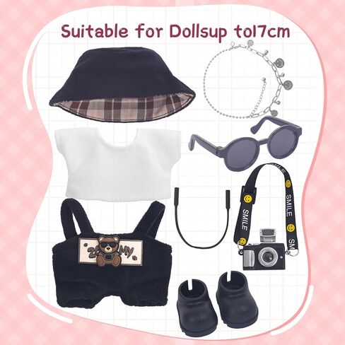Used for Labubu Doll Outfit Clothes Designer Set,Compatible with Labubu Clothe Accessories for Doll (Brown - Leopard Print Dress) in Saudi Arabia
