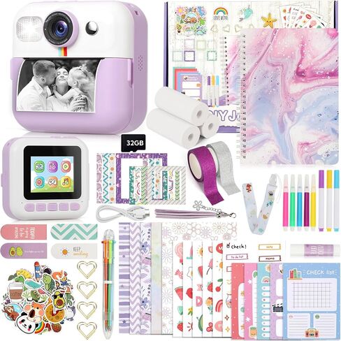 Photomaker Kit Kids 1080P Instant Print Camera for Kid 93 Pcs DIY Journal Kit for Girls Kids Camera Instant Print with 3 Roller Photo Paper Ideas Birthday Gifts and Toys for Girls Boys Age 6-14 Pink in Saudi Arabia