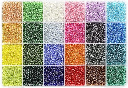Size 3mm Glass Seed Beads About 6800pcs in Storage Box, 8/0 Small Craft Seed Beads for Bracelet,Earring,Jewelry Making (280Pcs Per Color, 24 Colors) in Saudi Arabia