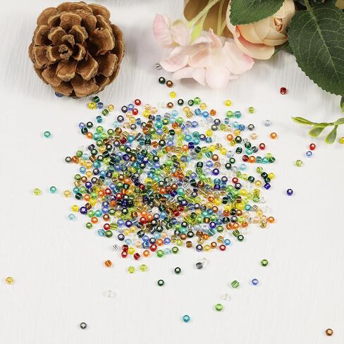 Size 3mm Glass Seed Beads About 6800pcs in Storage Box, 8/0 Small Craft Seed Beads for Bracelet,Earring,Jewelry Making (280Pcs Per Color, 24 Colors) in Saudi Arabia