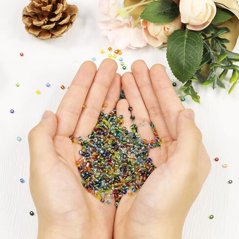 Size 3mm Glass Seed Beads About 6800pcs in Storage Box, 8/0 Small Craft Seed Beads for Bracelet,Earring,Jewelry Making (280Pcs Per Color, 24 Colors) in Saudi Arabia